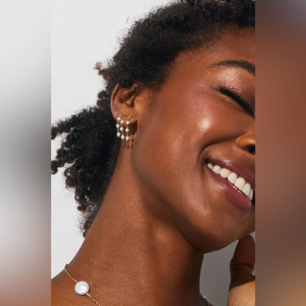 Nadri Dot Dot Dot Pearl Fringe Earrings